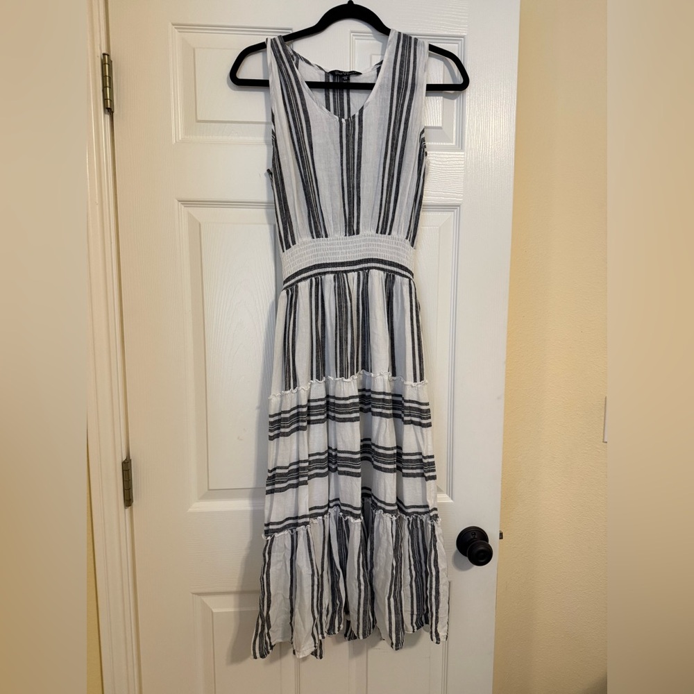 Velvet Heart Black and White Striped Maxi Dress
